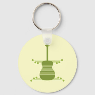 Llavero Keychain de guitarra retro, verde oliva