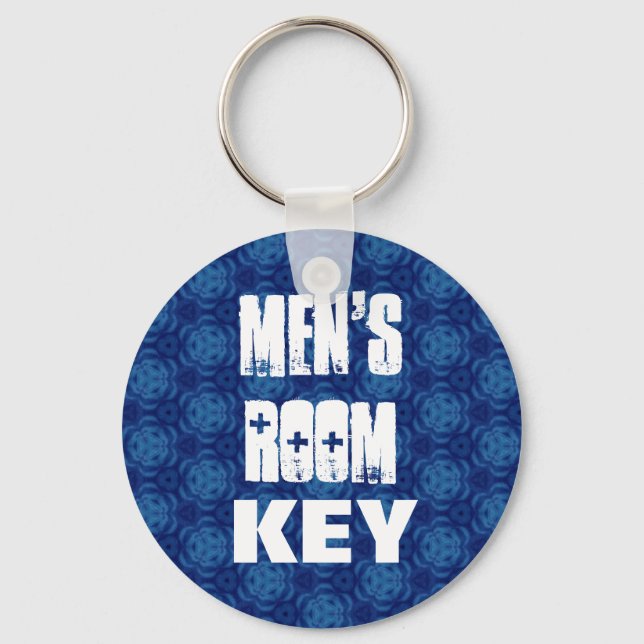 Llavero Keychain de habitación masculina - Patrón azul (Anverso)