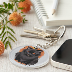 Llavero Keychain de Halloween del gato negro malvado