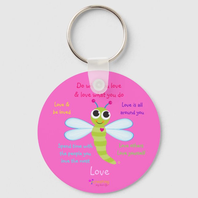 Llavero Keychain de Happy Dragonfly "Love" (Anverso)