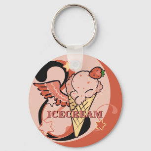 Llavero Keychain de helados de fresa superprofunda