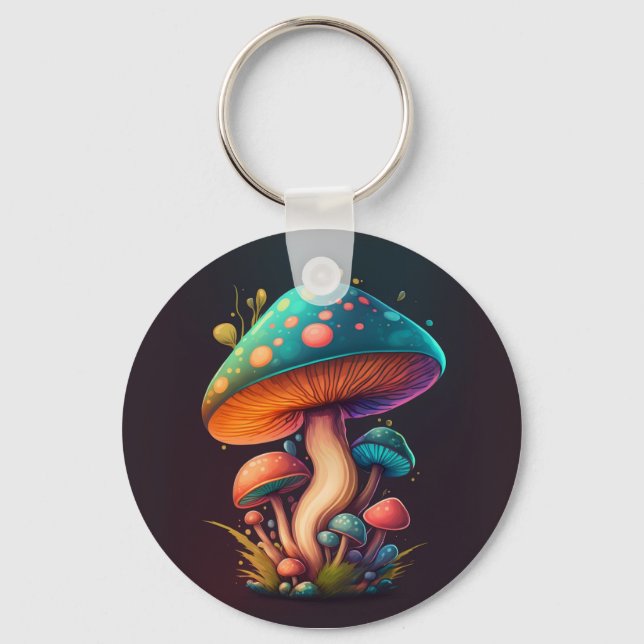 Llavero Keychain de hongos Trippy Blue Amanita Muscaria (Anverso)