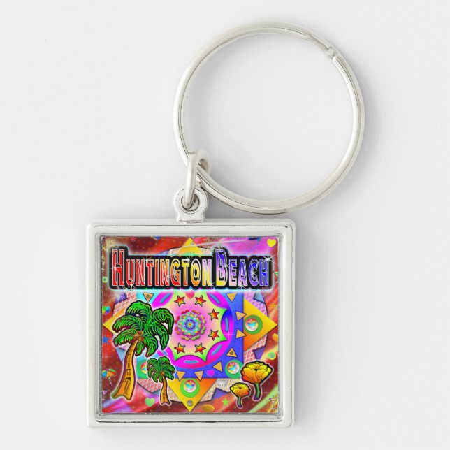 Llavero Keychain de Huntington Beach Tropical (Frente)