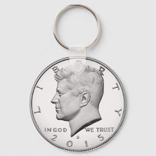 Llavero Keychain de imagen de medio dólar Kennedy