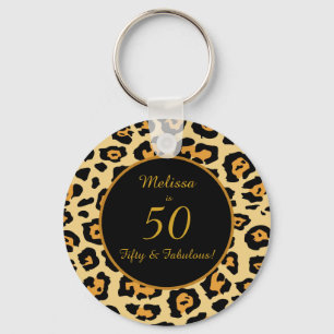 Llavero Keychain de impresión de leopardo de cumpleaños 