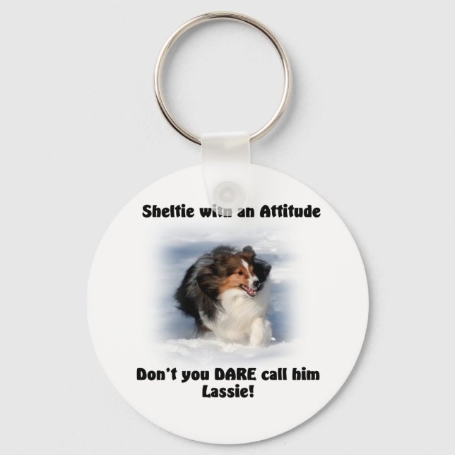 Llavero Keychain de la actitud de Sheltie (Anverso)