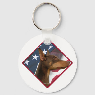Llavero Keychain de la bandera de Doberman Pinscher
