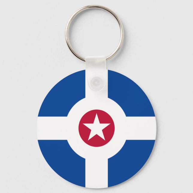 Llavero Keychain, de la bandera de Indianápolis (Indiana) (Anverso)