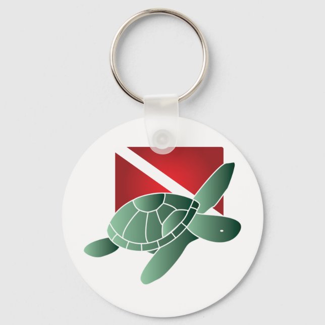 Llavero Keychain de la bandera de la buceo de la tortuga (Anverso)