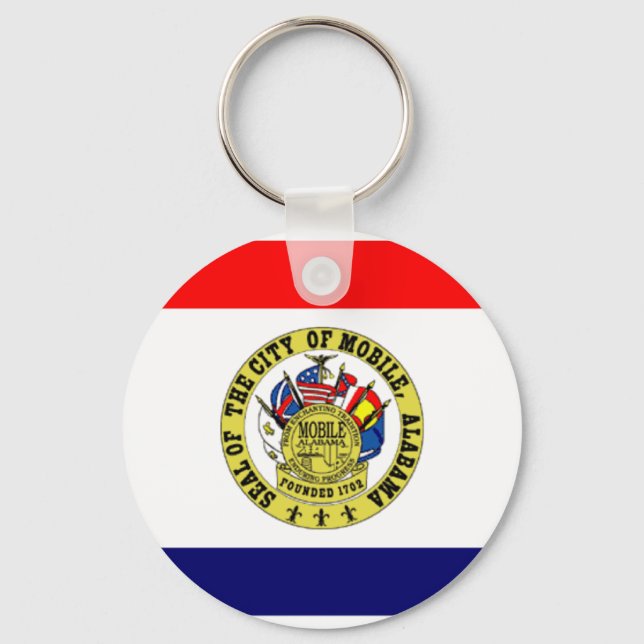 Llavero Keychain de la bandera de la ciudad móvil (Alabama (Anverso)
