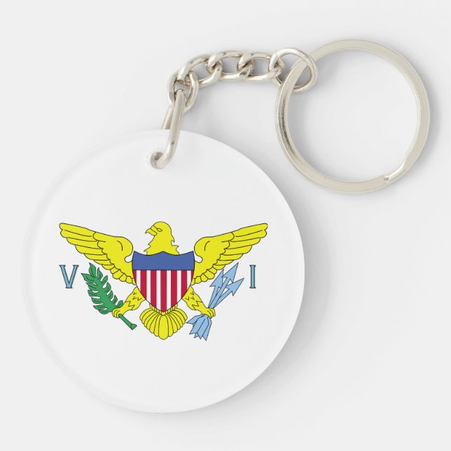Llavero Keychain de la bandera de las Islas Vírgenes (Atrás)