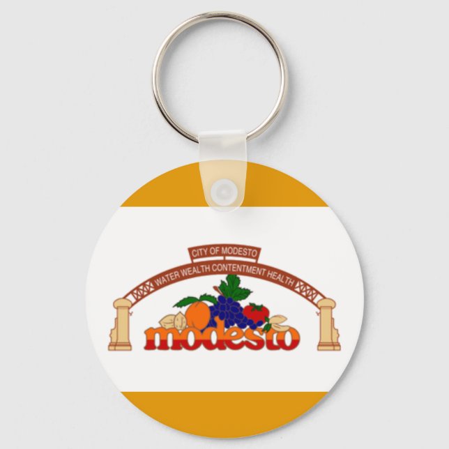 Llavero Keychain de la bandera de Modesto (California) (Anverso)