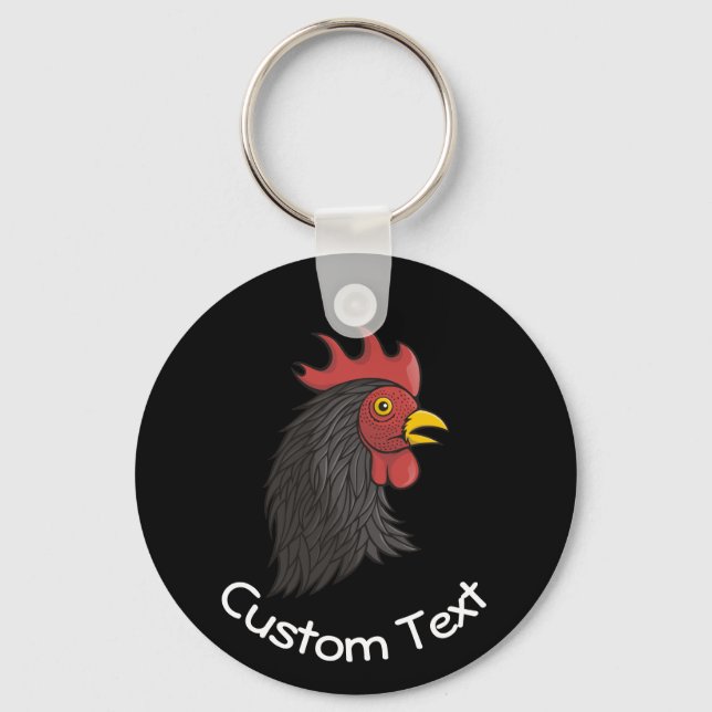 Llavero Keychain de la cabeza de Black Rooster (Anverso)