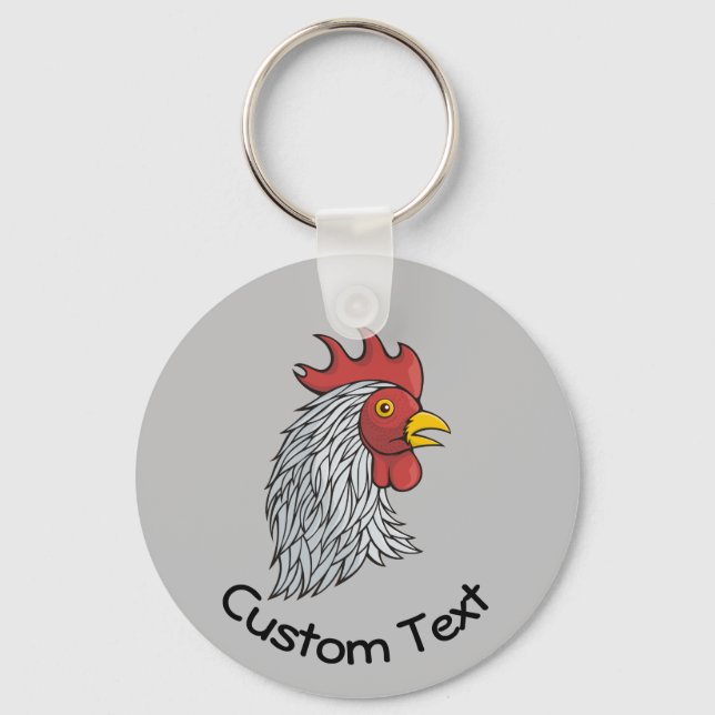 Llavero Keychain de la cabeza de Gray Rooster (Anverso)