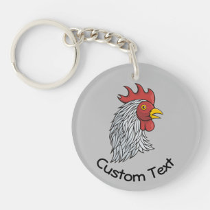 Llavero Keychain de la cabeza de Gray Rooster