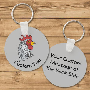 Llavero Keychain de la cabeza de Gray Rooster