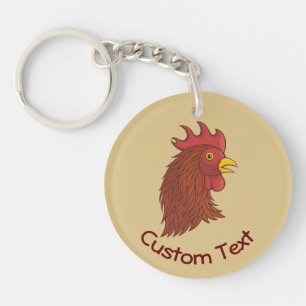 Llavero Keychain de la cabeza de Rooster Rojo