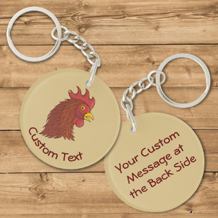 Llavero Keychain de la cabeza de Rooster Rojo