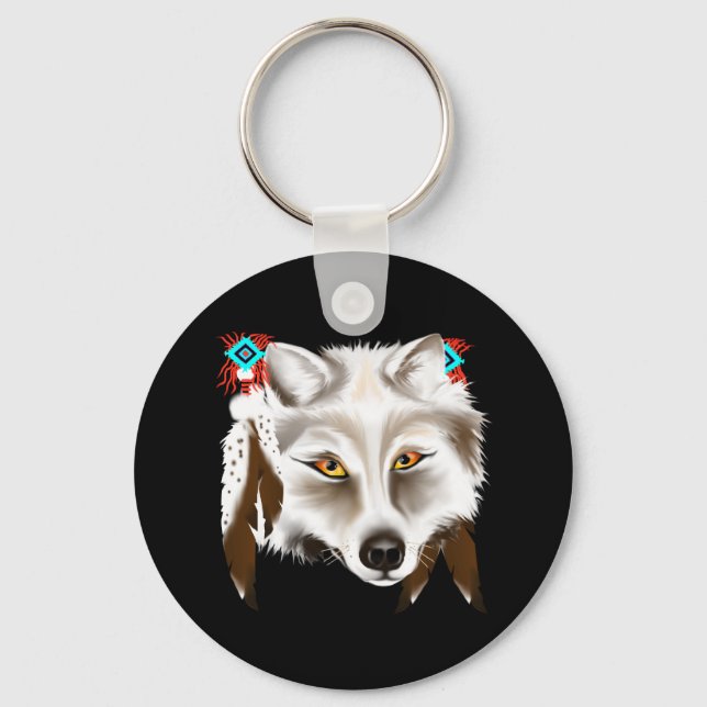 Llavero Keychain de la cara del lobo blanco (Anverso)