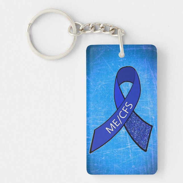 Llavero Keychain de la cinta azul de la fatiga crónica de  (Frente)