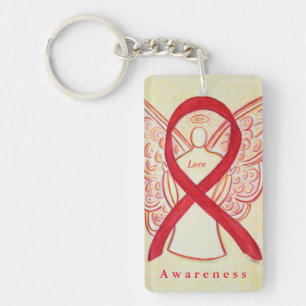 Llavero Keychain de la cinta de la toma de conciencia roja