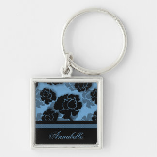 Llavero Keychain de la Decadencia Floral Grungy, Azul clar