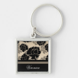 Llavero Keychain de la Decadencia Grungy Floral, Marfil Be