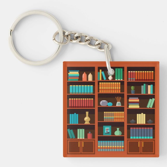 Llavero Keychain de la estantería del Lover del libro (Frente)