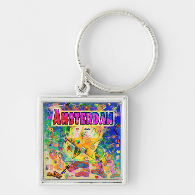 Llavero Keychain de la hora de la época de Ámsterdam (Frente)