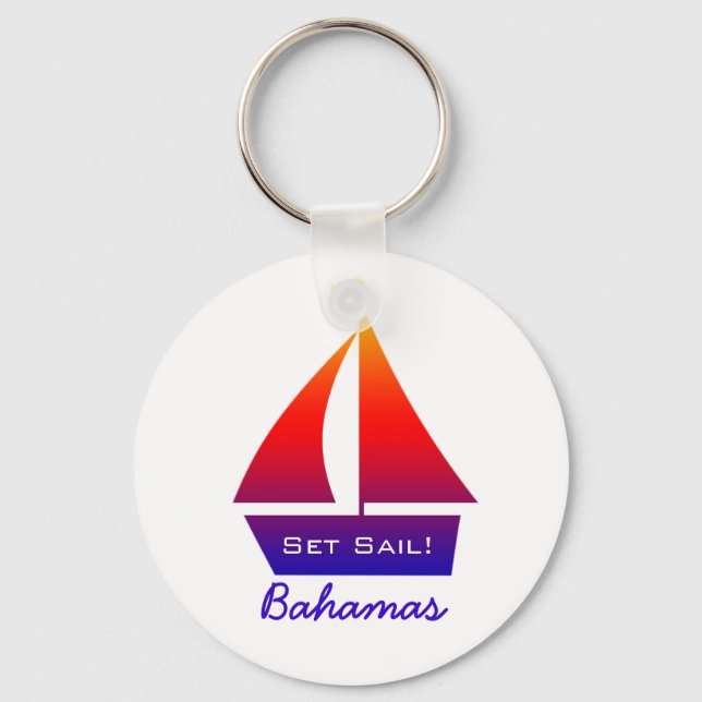 Llavero Keychain de la lancha de vela de Bahamas (Anverso)