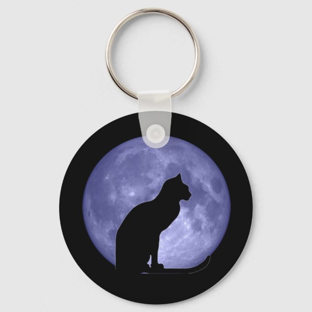 Llavero Keychain de la luna azul del gato negro (Anverso)