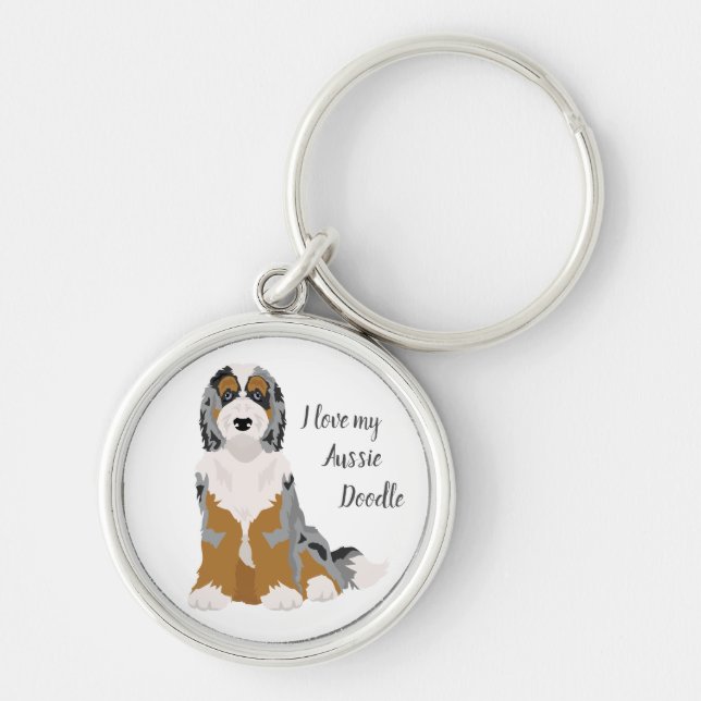 Llavero Keychain de la mezcla de pastores australianos (Frente)