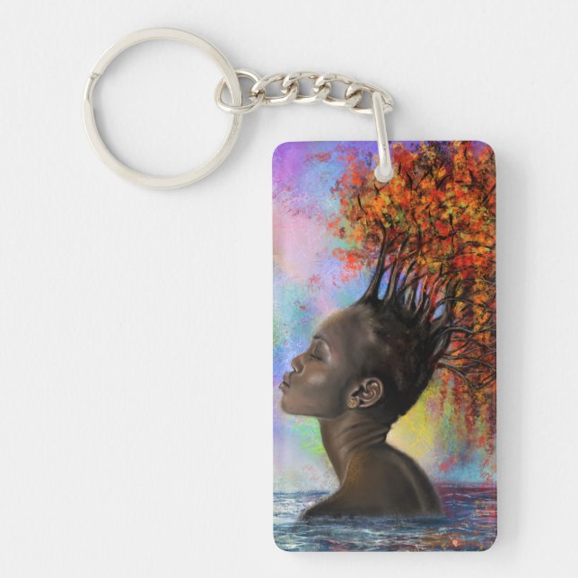 Llavero Keychain de la mujer del otoño - Pintura (Frente)