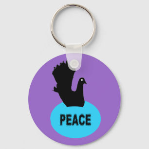 Llavero Keychain de la paz de la paloma negra