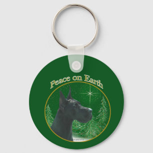 Llavero Keychain de la paz del Gran Danés (negro)