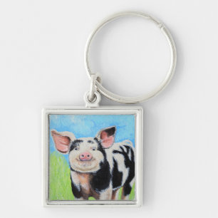 Llavero Keychain de la pintura del Cerdito feliz
