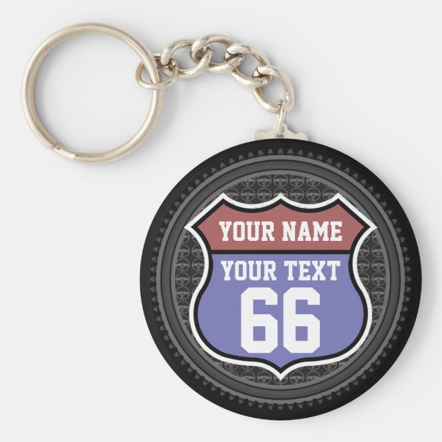 Llavero Keychain de la ruta personalizada 66 (Frente)