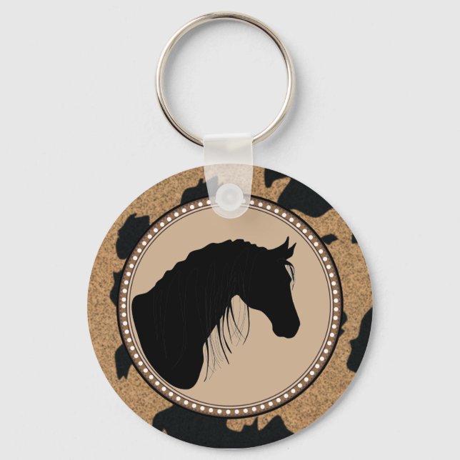 Llavero Keychain de la silueta del caballo occidental (Anverso)