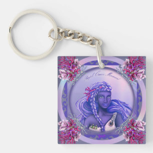 Llavero Keychain de la sirena de los océanos púrpura