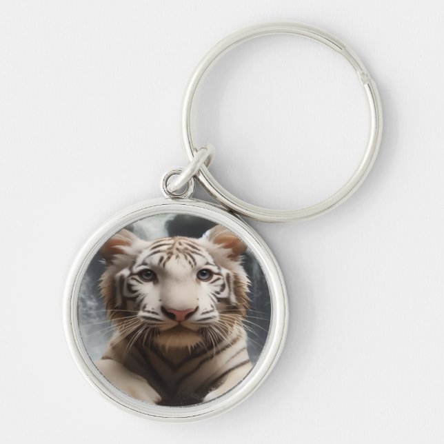 Llavero Keychain de la taza de tigre húmedo (Frente)