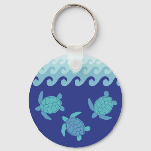 Llavero Keychain de la tortuga azul y Verde azulada
