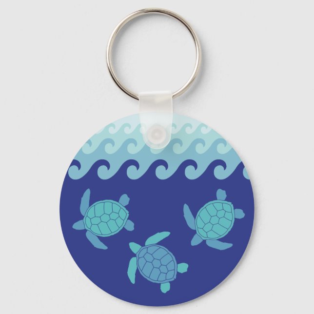 Llavero Keychain de la tortuga azul y Verde azulada (Anverso)