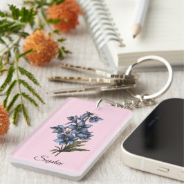 Llavero Keychain de Larkspur de Flor de Nacimiento Persona