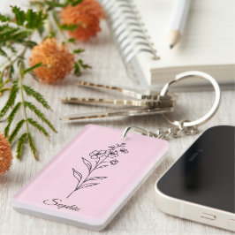 Llavero Keychain de Larkspur de Flor de Nacimiento Persona