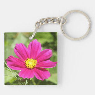 Llavero Keychain de las flores del Cosmos rosado caliente