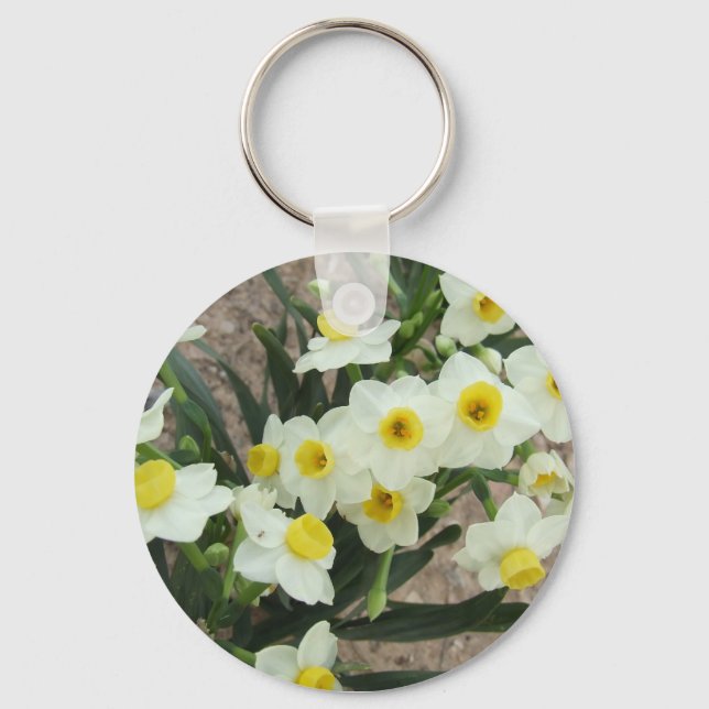 Llavero Keychain de las flores del narciso blanco (Anverso)