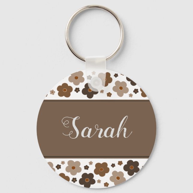 Llavero Keychain de las flores dulces marrones (Anverso)