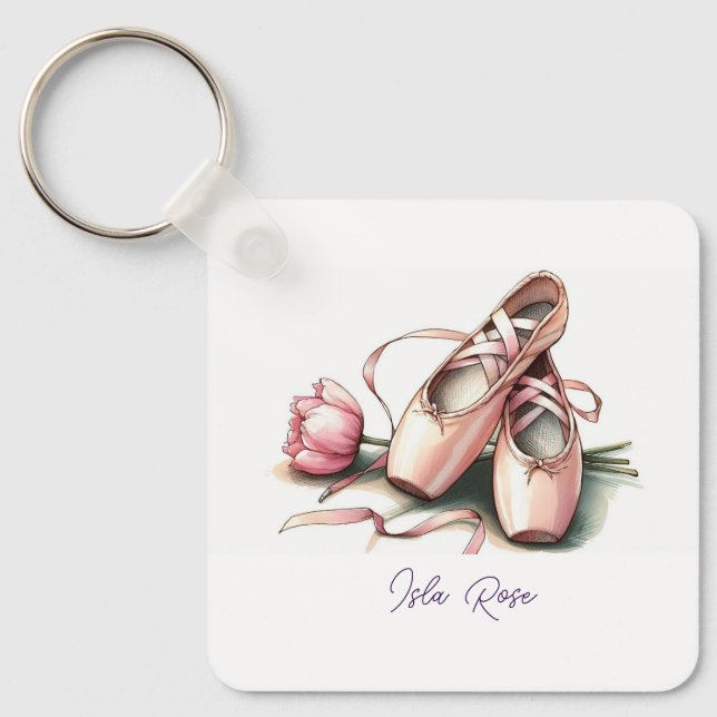 Llavero Keychain de las zapatillas de ballet personalizada (Anverso)