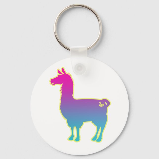 Llavero Keychain de Llama Tropical Rosa (Anverso)