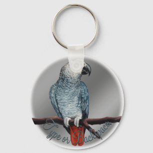 Llavero Keychain de loro Personalizado Gris Africano